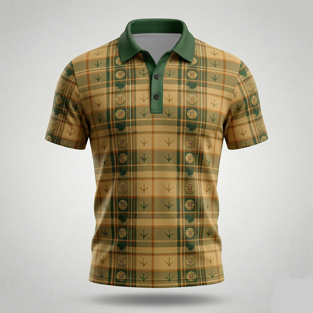Turkey Hunter Tartan Plaid Pattern Hunting Polo Shirt TP1012