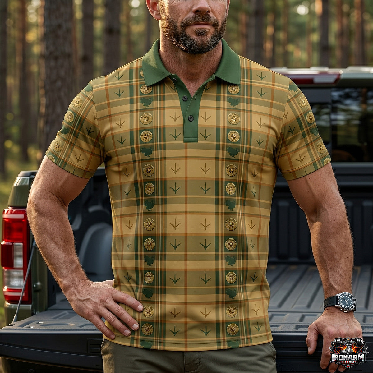 Turkey Hunter Tartan Plaid Pattern Hunting Polo Shirt TP1012