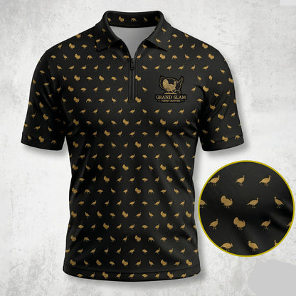 Turkey Hunting Mini Icon Pattern Black Polo Shirt TP1002