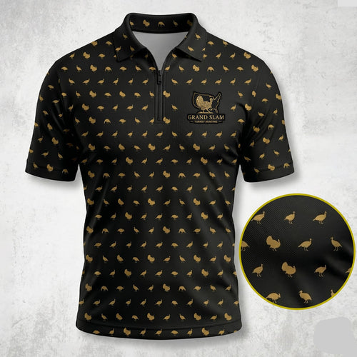 Turkey Hunting Mini Icon Pattern Black Polo Shirt TP1002