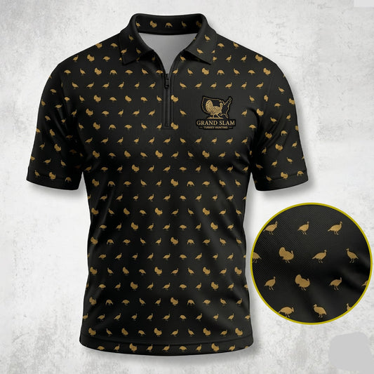 Turkey Hunting Mini Icon Pattern Black Polo Shirt TP1002