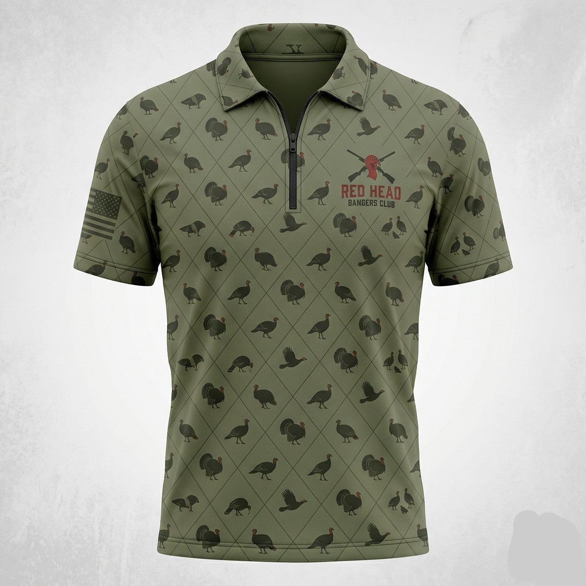 Turkey Hunting Camo Diamond Print Green Polo Shirt TP1003
