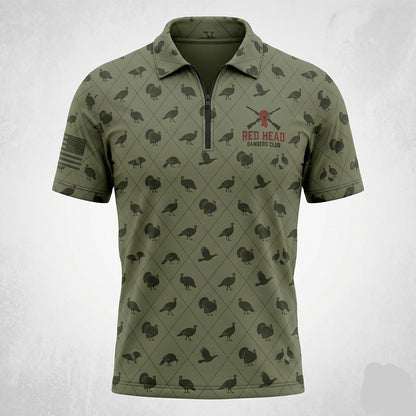Turkey Hunting Camo Diamond Print Green Polo Shirt TP1003