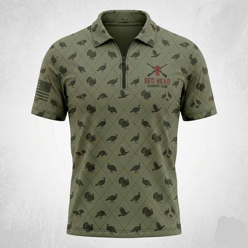 Turkey Hunting Camo Diamond Print Green Polo Shirt TP1003