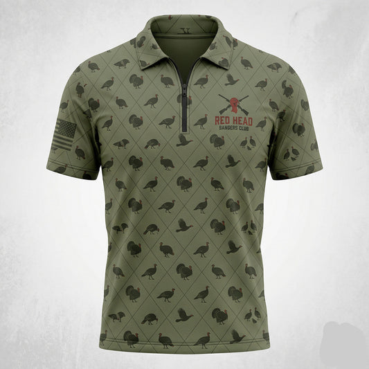 Turkey Hunting Camo Diamond Print Green Polo Shirt TP1003