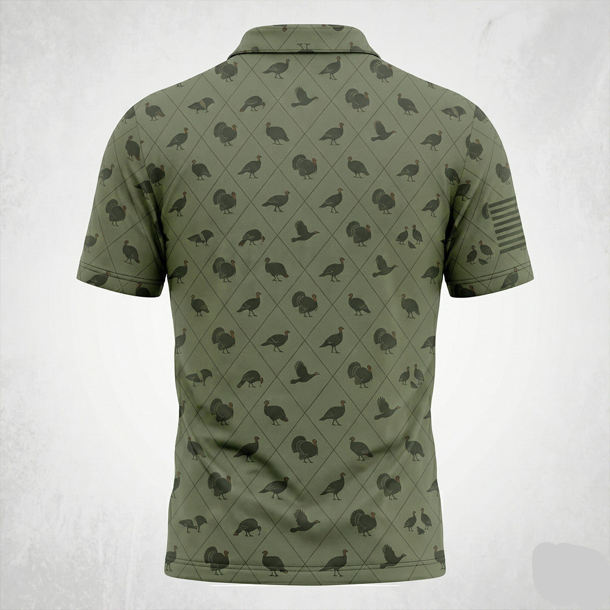 Turkey Hunting Camo Diamond Print Green Polo Shirt TP1003