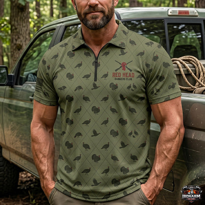 Turkey Hunting Camo Diamond Print Green Polo Shirt TP1003