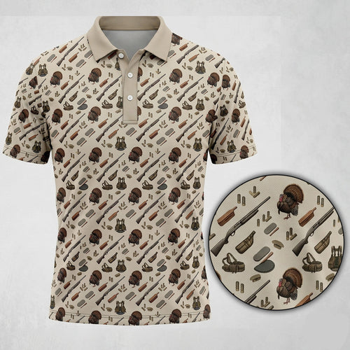 Turkey Hunting Gear Pattern Polo Shirt, fatherday Polo Shirt For men TP1011
