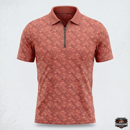Deer Hunting Antler Mini Print Pink Polo Shirt DP1001