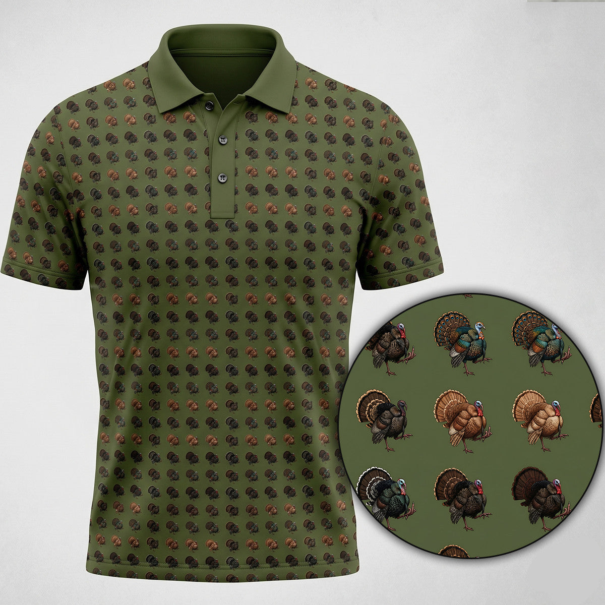 Wild Turkey Hunting  Mini Print Polo Shirt TP1014