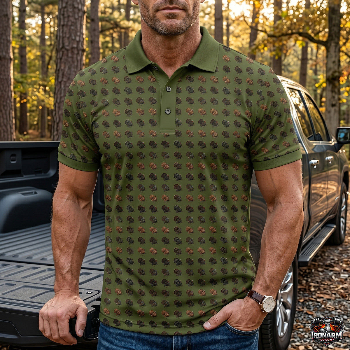 Wild Turkey Hunting  Mini Print Polo Shirt TP1014