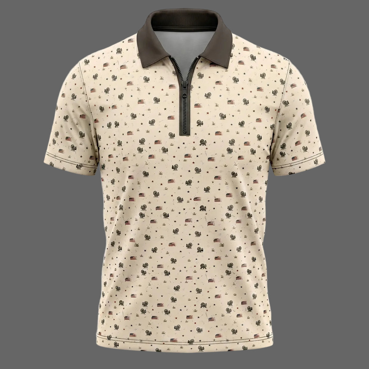 Vintage Americana Turkey Hunting Print Polo Shirt TP1015