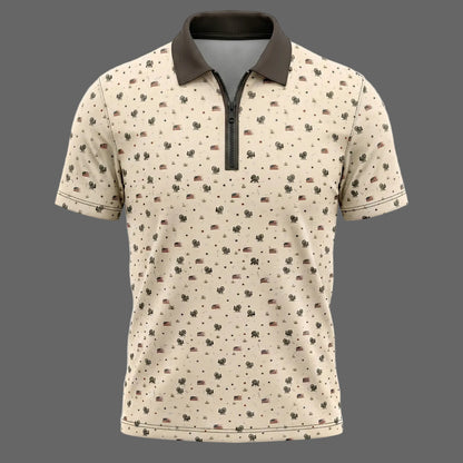 Vintage Americana Turkey Hunting Print Polo Shirt TP1015