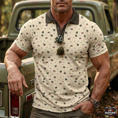 Vintage Americana Turkey Hunting Print Polo Shirt TP1015