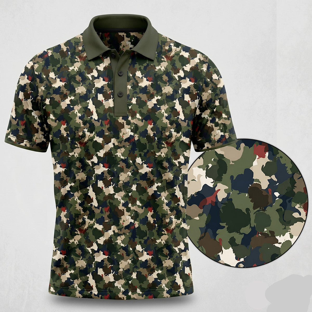 Turkey Hunting Camo Pattern Polo Shirt TP1016