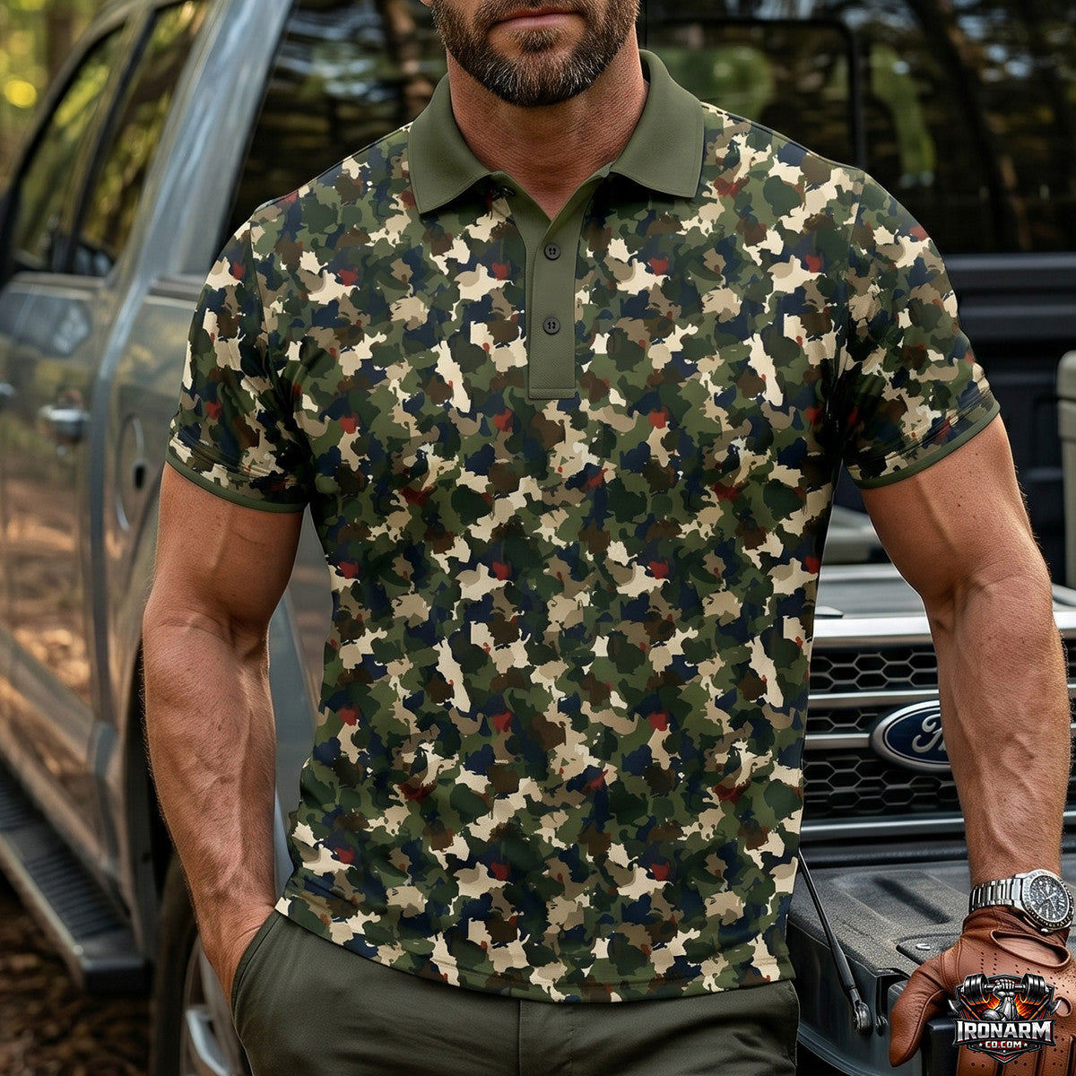 Turkey Hunting Camo Pattern Polo Shirt TP1016