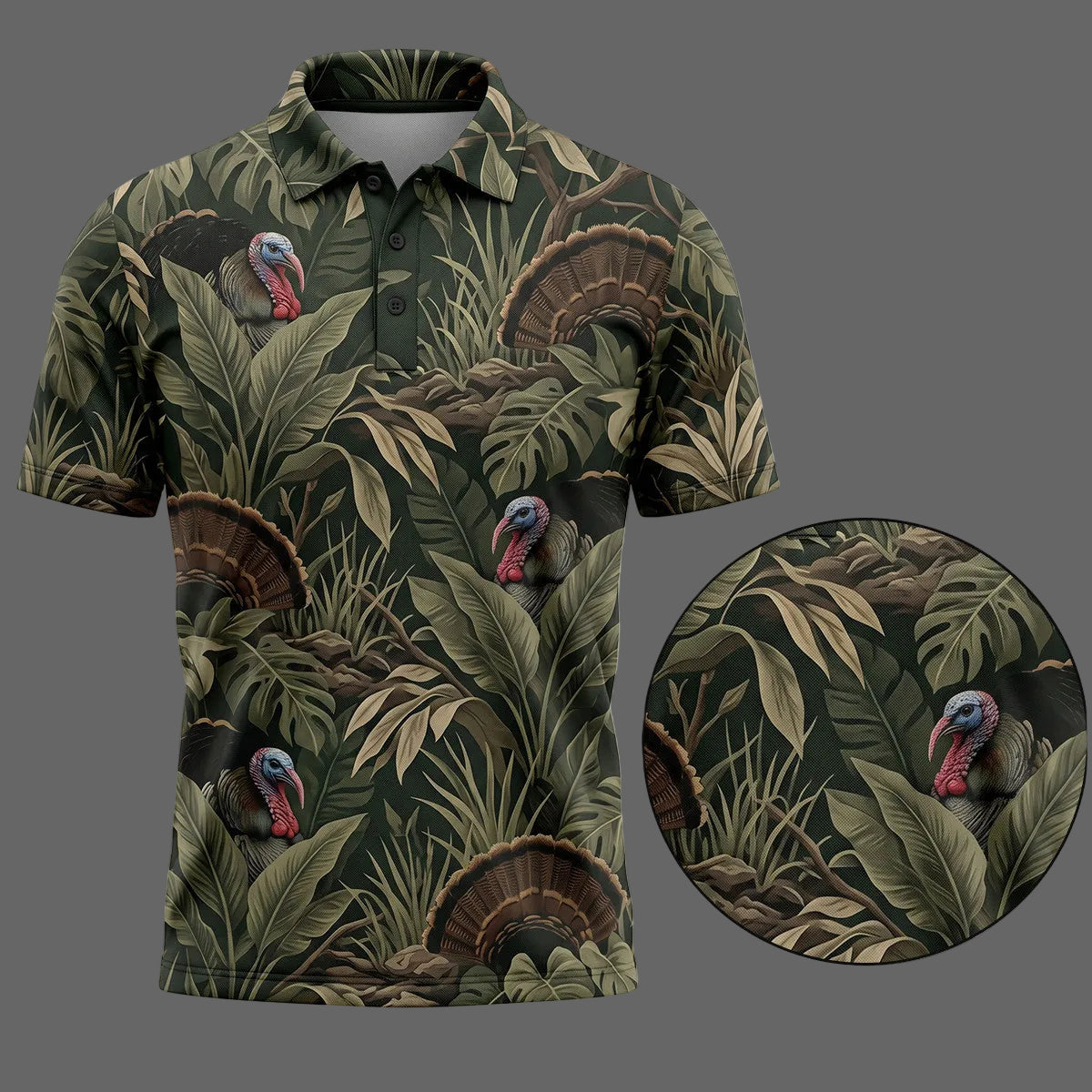 Turkey Hunting Tropical Pattern Polo Shirt TP1017