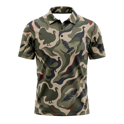 Turkey Hunting Abstract Turkey Camo Pattern Polo Shirt TP1018