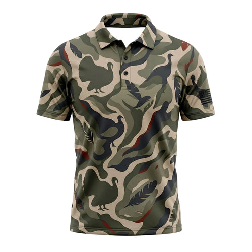 Turkey Hunting Abstract Turkey Camo Pattern Polo Shirt TP1018