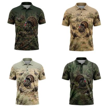 Wild Turkey Hunting Scene Polo Shirt TP1022