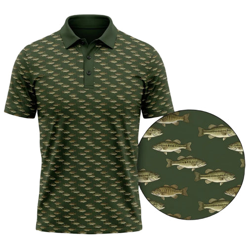 Fishing Bass Mini Print Polo Shirt BFP1001