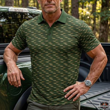 Fishing Bass Mini Print Polo Shirt BFP1001