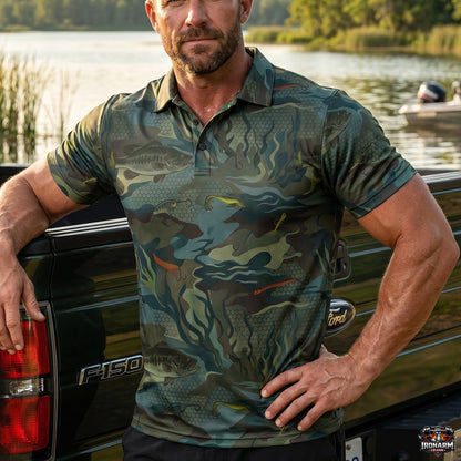 Bass Fishing Polo Shirt, Fathers Day Golf Shirts For Men BFP1003