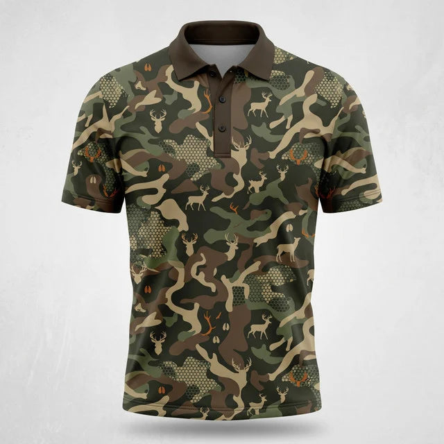 Deer Hunting Polo Shirt, Fathers Day Golf Shirts For Men DP1002