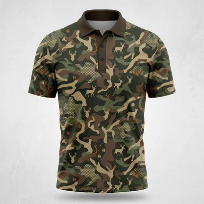 Deer Hunting Polo Shirt, Fathers Day Golf Shirts For Men DP1002