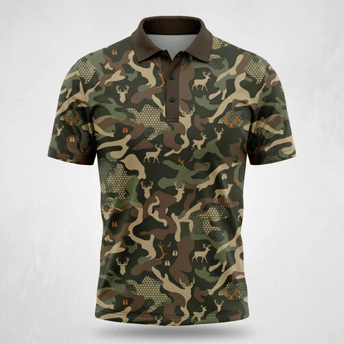 Deer Hunting Polo Shirt, Fathers Day Golf Shirts For Men DP1002