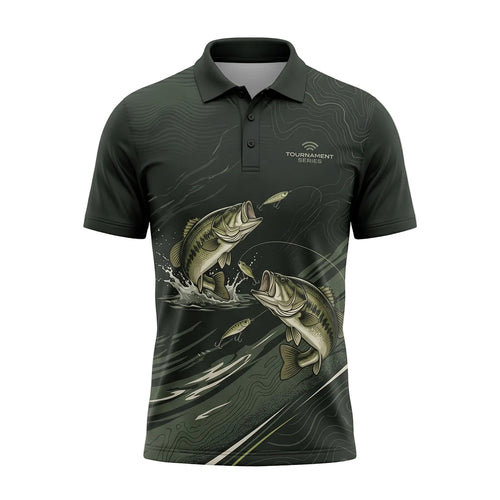 Tournament Bass Fishing Scene Print Polo Shirt BFP1008