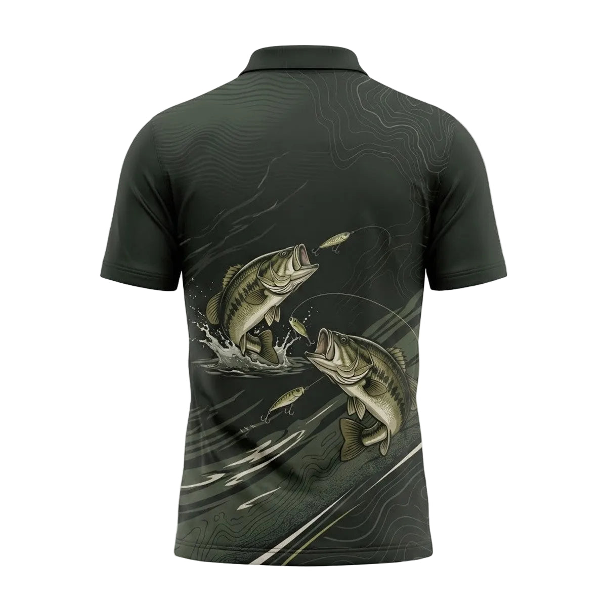 Tournament Bass Fishing Scene Print Polo Shirt BFP1008