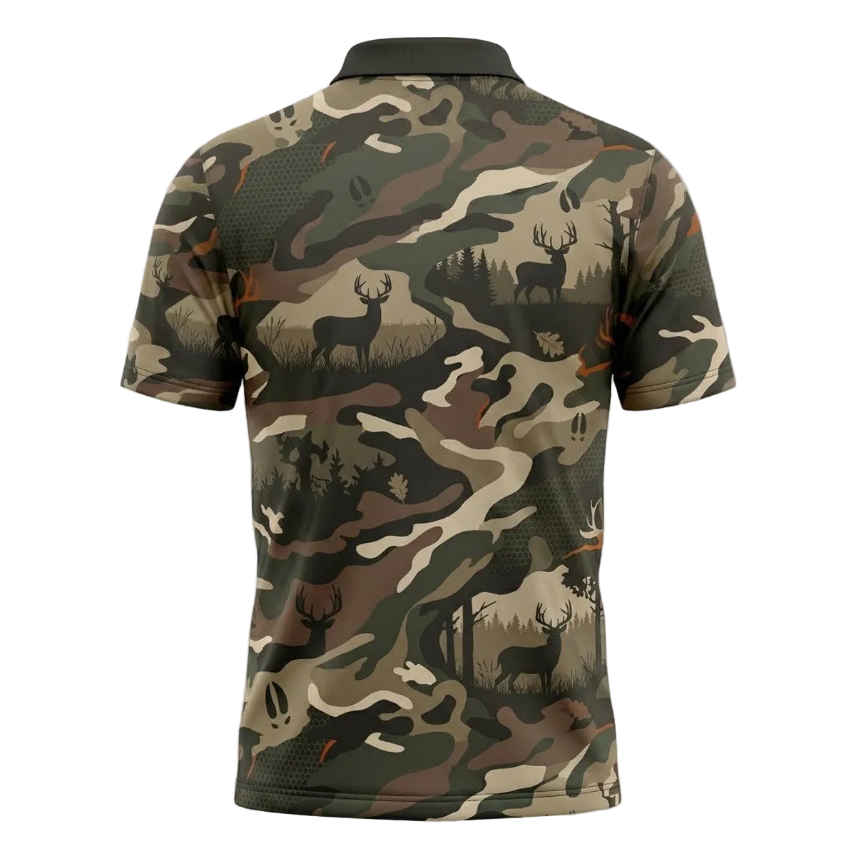 Deer Hunting Whitetail Deer Hunting Camo Print Polo Shirt DP1004