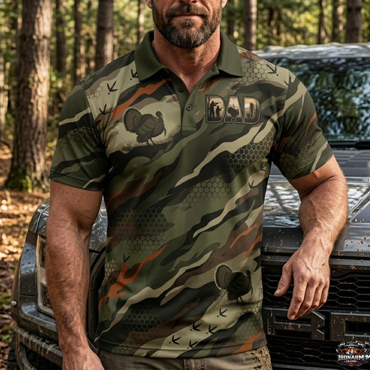 Turkey Hunting Camo Dad Pattern Polo Shirt TP1031