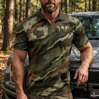 Turkey Hunting Camo Dad Pattern Polo Shirt TP1031