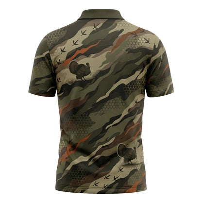 Turkey Hunting Camo Dad Pattern Polo Shirt TP1031