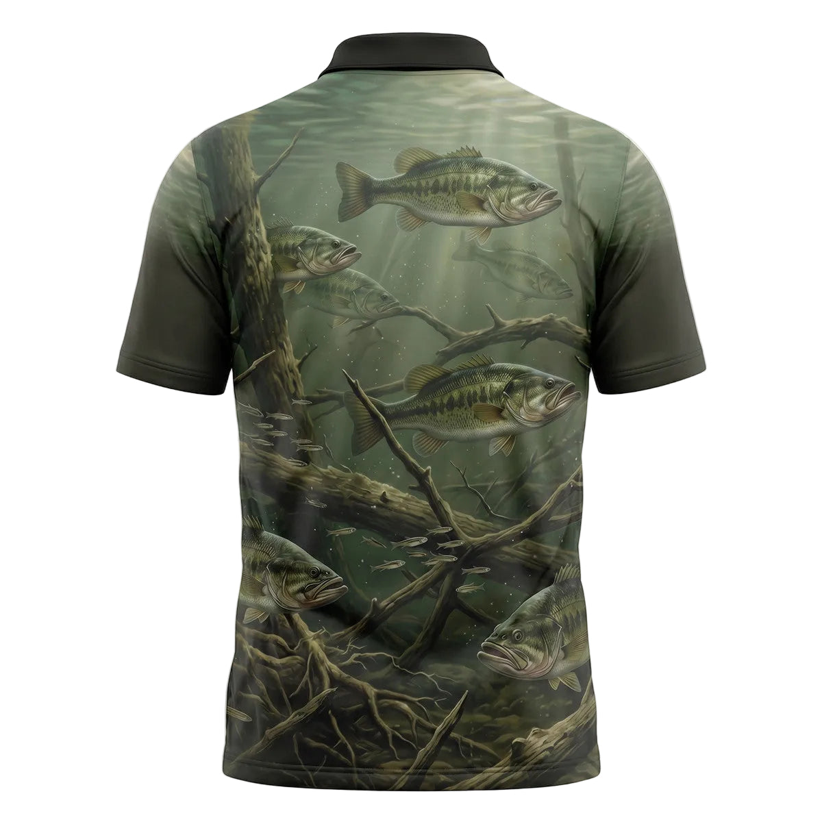 Fish Submerged Bass Habitat Pattern Polo Shirt BFP1010