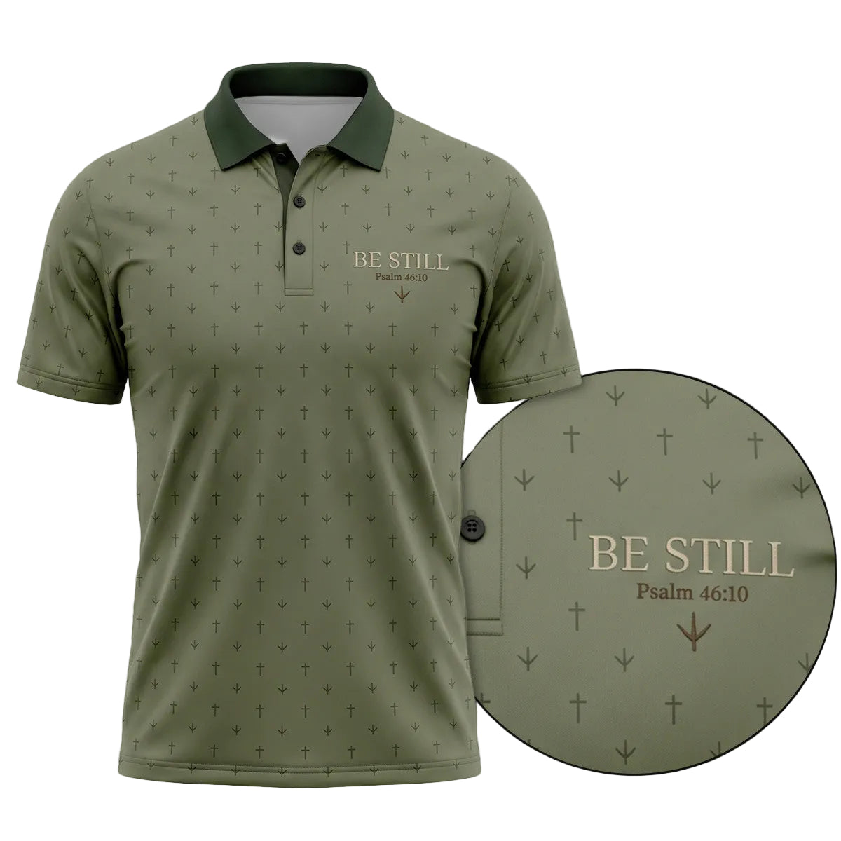 Turkey Hunting Christian Cross Micro Pattern Polo Shirt TP1032