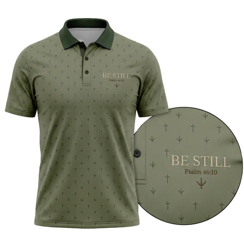 Turkey Hunting Christian Cross Micro Pattern Polo Shirt TP1032