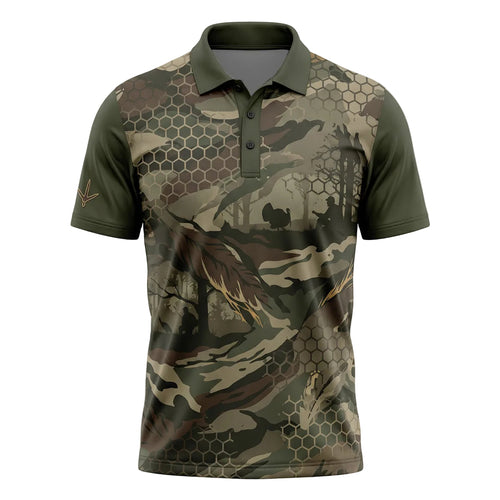 Wild Turkey Tactical Camo Print Polo Shirt TP1034