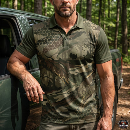 Wild Turkey Tactical Camo Print Polo Shirt TP1034