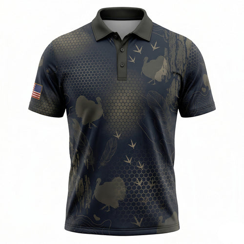 Dark Turkey Tactical Camo Pattern Polo Shirt TP1035