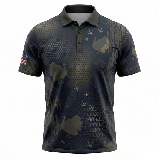 Dark Turkey Tactical Camo Pattern Polo Shirt TP1035