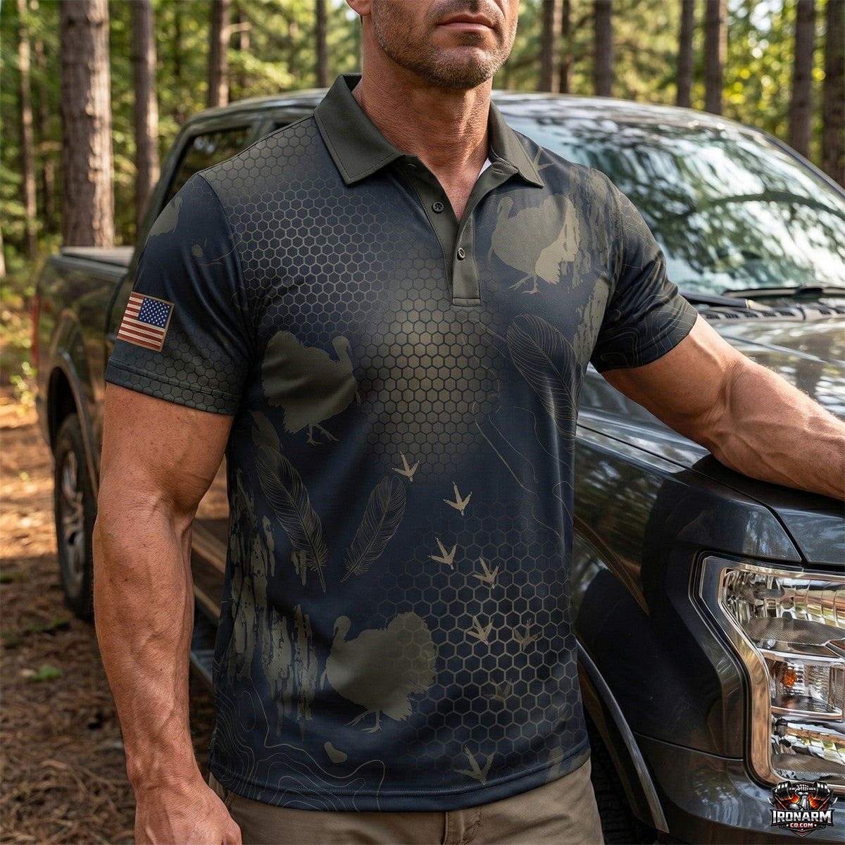 Dark Turkey Tactical Camo Pattern Polo Shirt TP1035