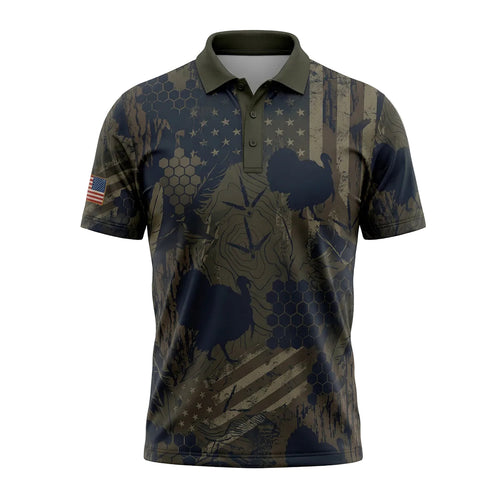 USA Turkey Shadow Camo Print Polo Shirt TP1036