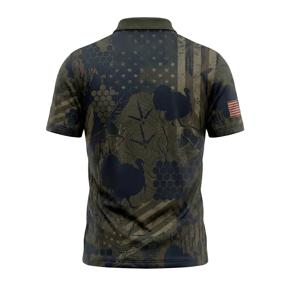 USA Turkey Shadow Camo Print Polo Shirt TP1036
