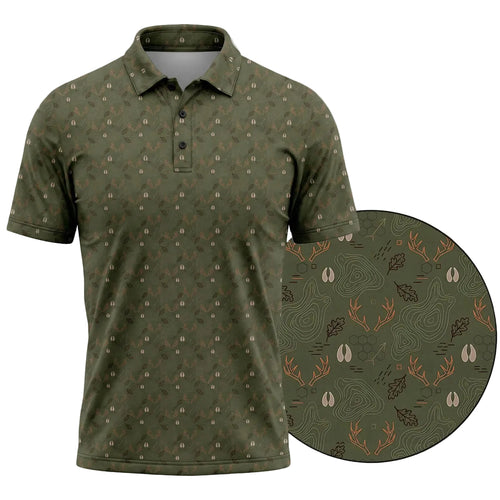 Whitetail Deer Field Icon Print Polo Shirt DP1006