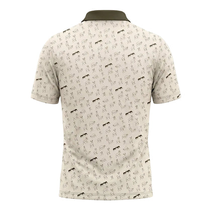 Whitetail Deer Sketch Print Polo Shirt DP1007