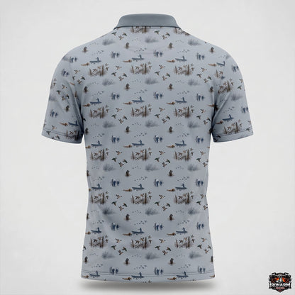 Duck Hunting Scene Micro Pattern Polo Shirt DHP1010