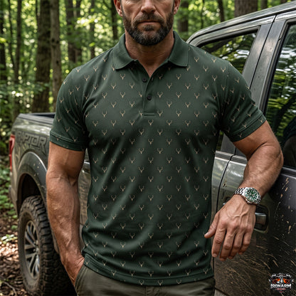 Deer Skull Micro Pattern Polo Shirt DP1010